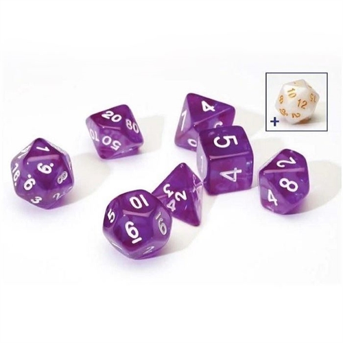 Purple Translucent Dice set - Rollespilsterninger - Sirius Dice